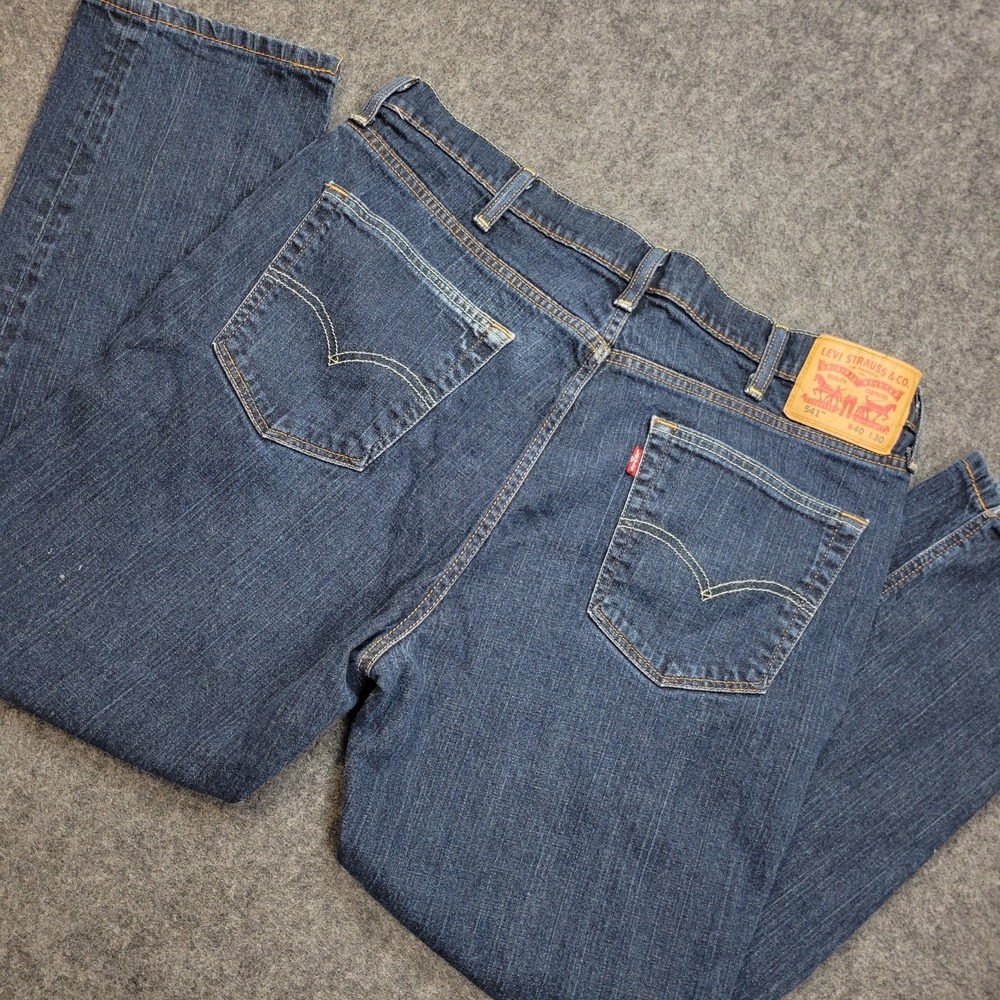 Levis 541 Jeans Mens 40x27 Blue Denim Dark Wash Stretch Athletic Fit Red Tab